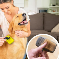Self-Cleaning Grooming Brush for Dogs and Cats, Retractable Bristles for Easy Hair and Fur Removal - 7.5" Size