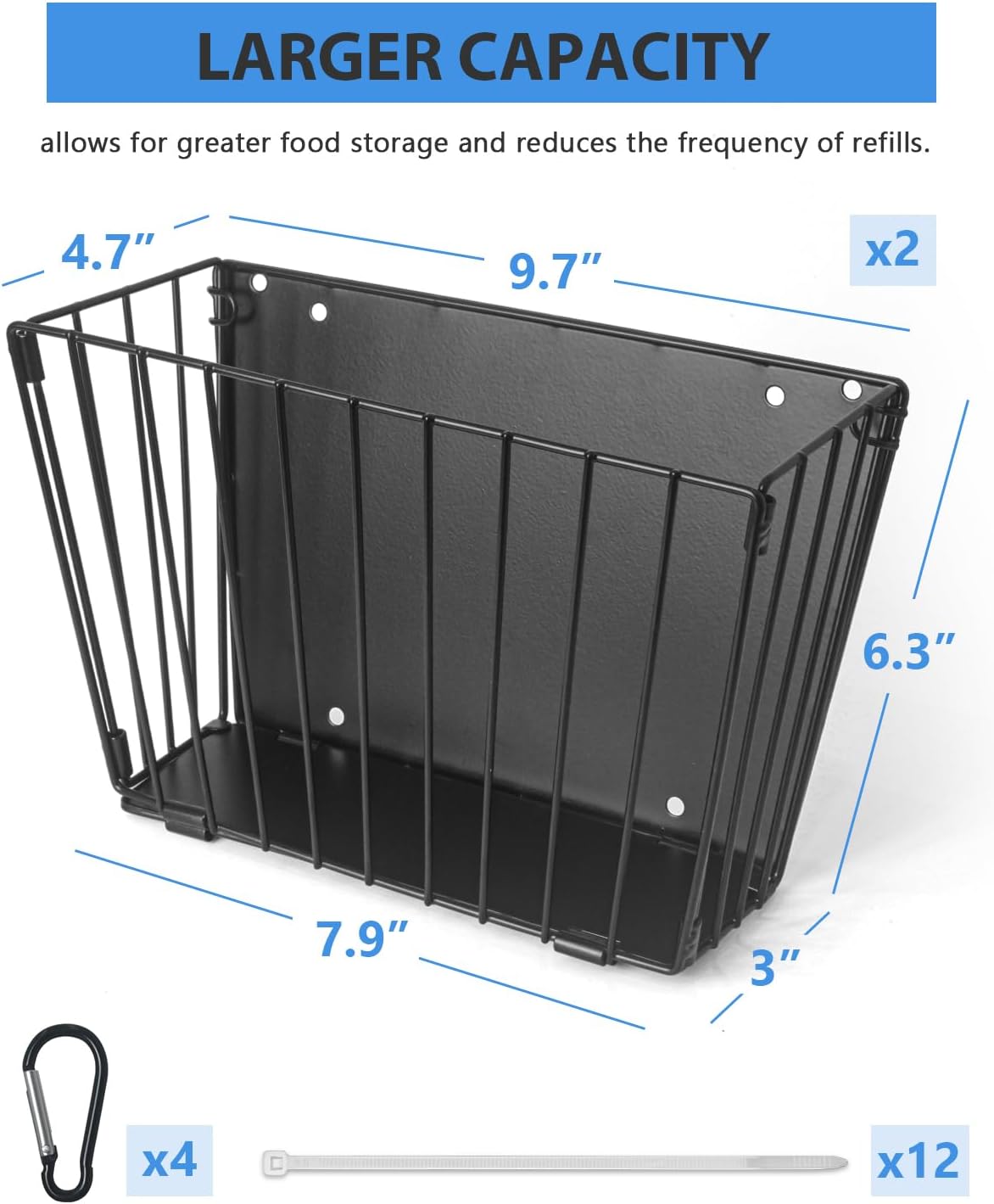 X Large Rabbit Hay Feeder Guinea Pig Hay Feeder Metal Frame Bunny Hay - 2-Pack Black - image 2