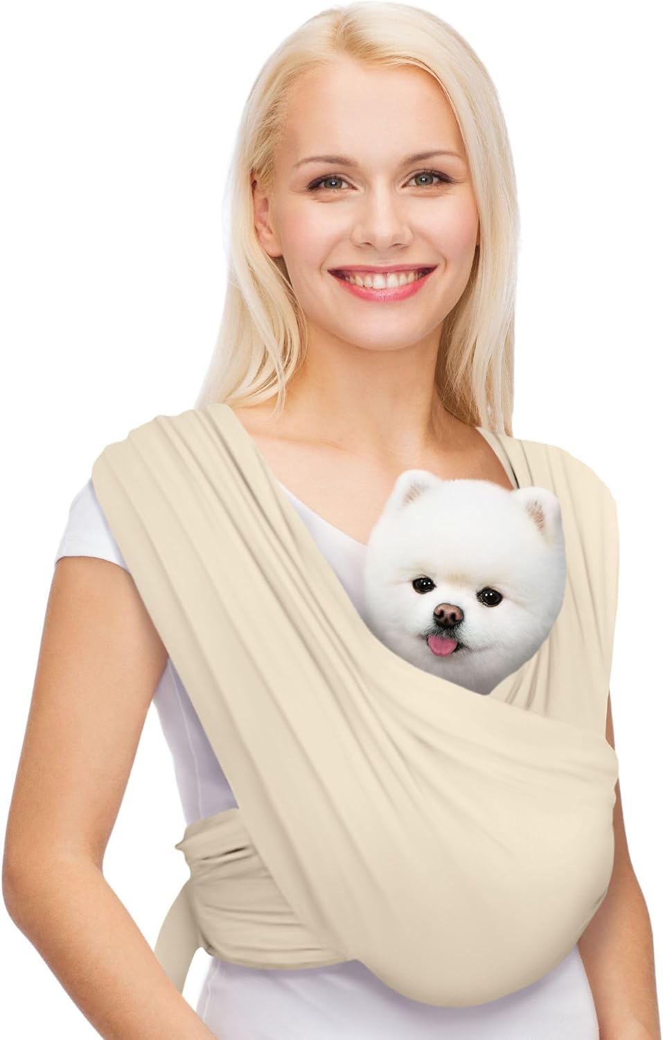 Small Dog Sling Carrier, Hands-Free - Beige / Regular