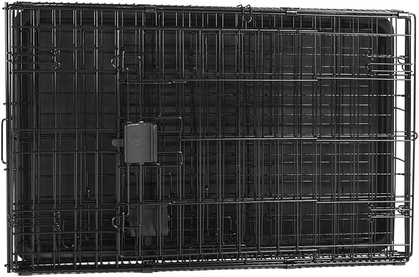 Amazon Basics Portable, Foldable Metal Wire Small Dog Crate with Removable Tray, Divider Panel - 30.0"L x 19.0"W x 21.0"H / Double Door w/ Divider - image 3