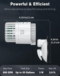 Pawfly Wave Maker for Aquarium, 800 GPH 3W Aquarium Powerhead - for Tanks up to 50 Gallons - image 2