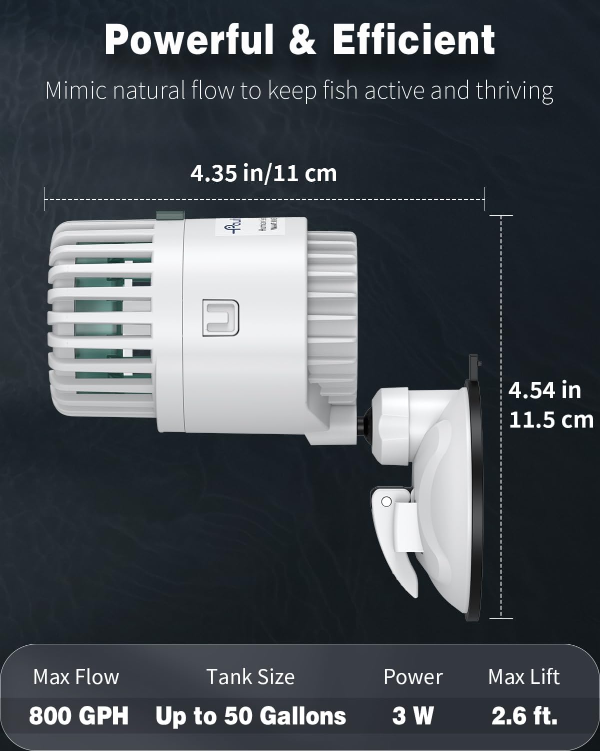 Pawfly Wave Maker for Aquarium, 800 GPH 3W Aquarium Powerhead - for Tanks up to 50 Gallons - image 2