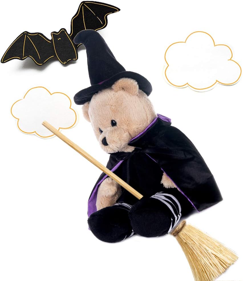My OLi 9 inch Halloween plush bears 2 pack in pumpkin and wizard costumes with flip-top hats - view 8