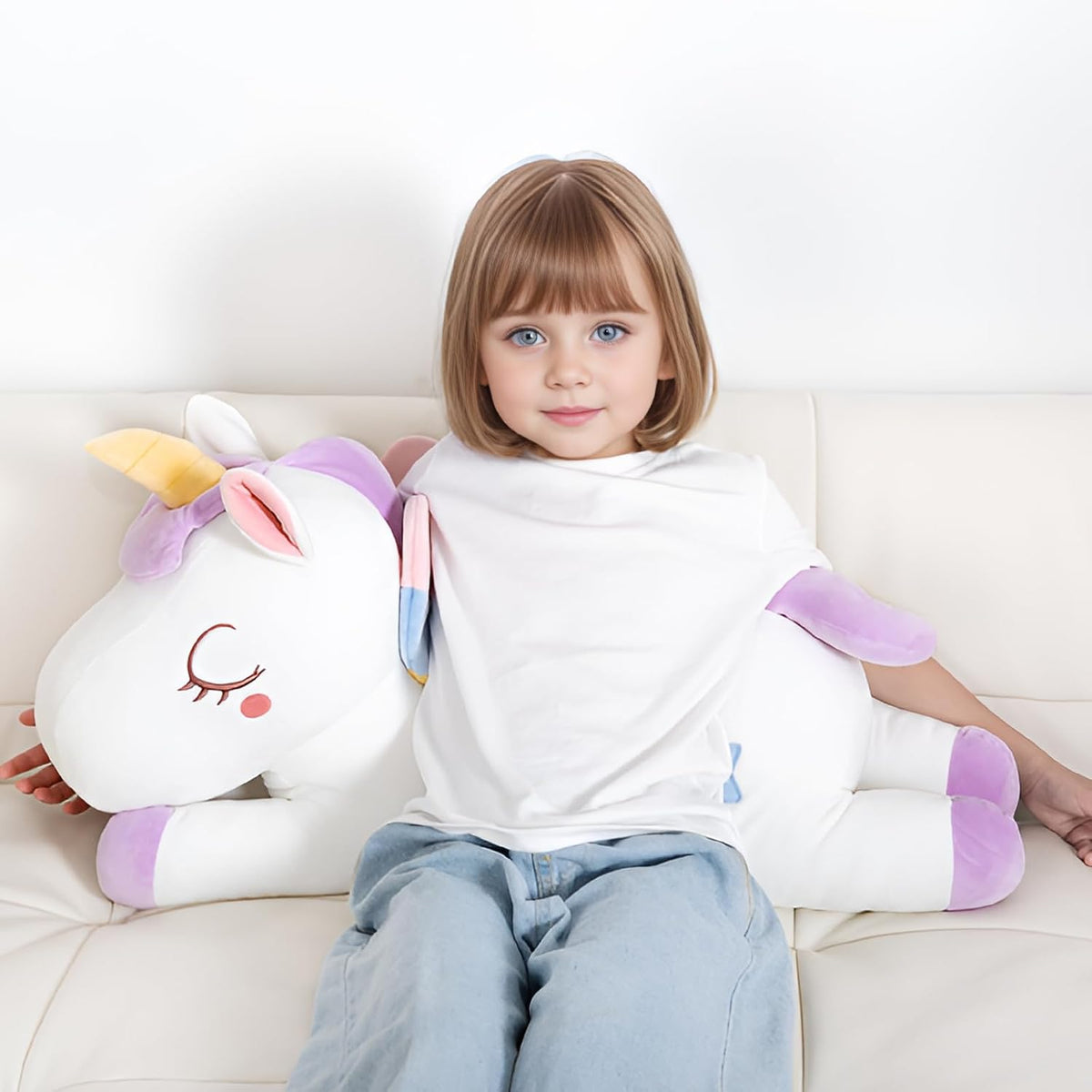 32inch Cute Giant Pink Unicorn Plush, Jumbo Soft Body Pillow Pet - 32 Inch Purple Unicorn / 32 inch - image 2