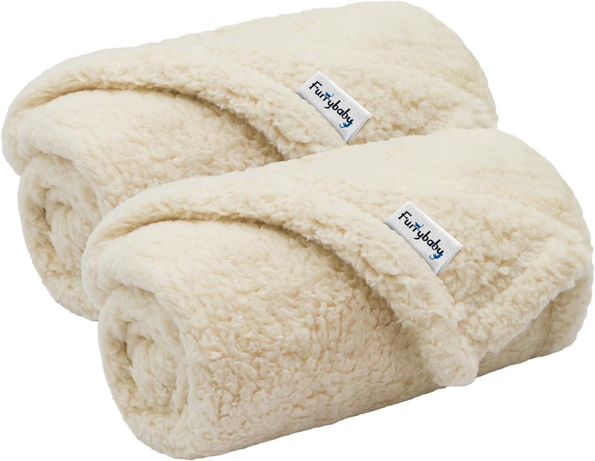 Pet Blanket, Soft Warm Sherpa Fleece Bed Blanket for Small Pets – Essentials for Cats - Beige & Beige Blanket / S-24x32'' 2PACK
