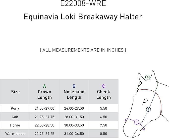 Equinavia Loki Adjustable Breakaway Horse Halter - Wine Red - Warmblood