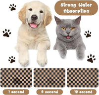 Dog Food Mats for Floors Waterproof - Plaid Brown / 20"L x 12"W - image 2
