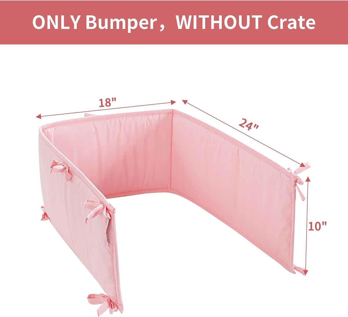 Hombys Dog Crate Bumper with Ties - 24"x18" / Pink - image 2