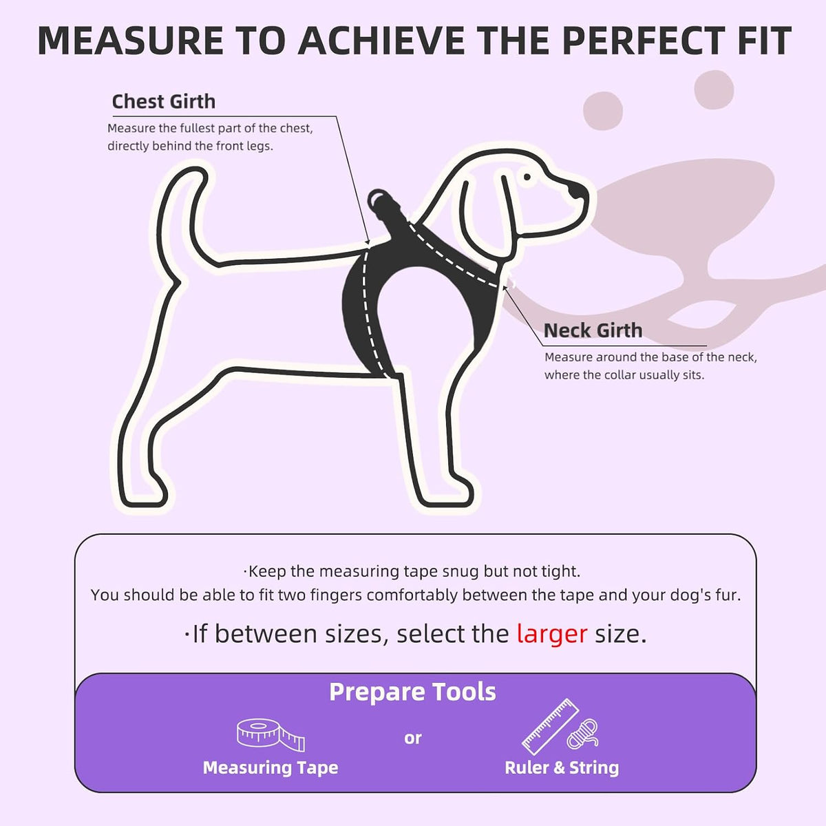 PUPTECK Dog Harness, Collar and Leash Set No Pull for Small Medium Sized – Essentials for Dogs - Purple / M (CHEST 16"-18") / Patterned Harness Collar and Leash Set - image 2