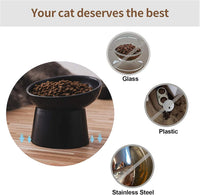Elevated Cat Bowls, 15° Tilted Ceramic Raised Cat Food and Water Bowl Set, Whisker-Friendly - Black / 6.2 Inch (Pack of 2) - image 3