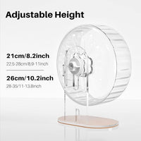 Bucatstate Hamster Exercise Wheel Super-Silent with Adjustable Base Dual-Bearing Cage Accessories Quiet Spinning Running Wheel for Dwarf Syrian Hamster Gerbils and Other Small Animals