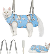 Supet Cat Grooming Hammock, Self-Adhesive Cat Nail Clipper Hammock, Soft Fabric Cat Wrap for Cutting Nails, Quickly Calm Down for Medicine, Teeth Brushing, Ear Cleaning