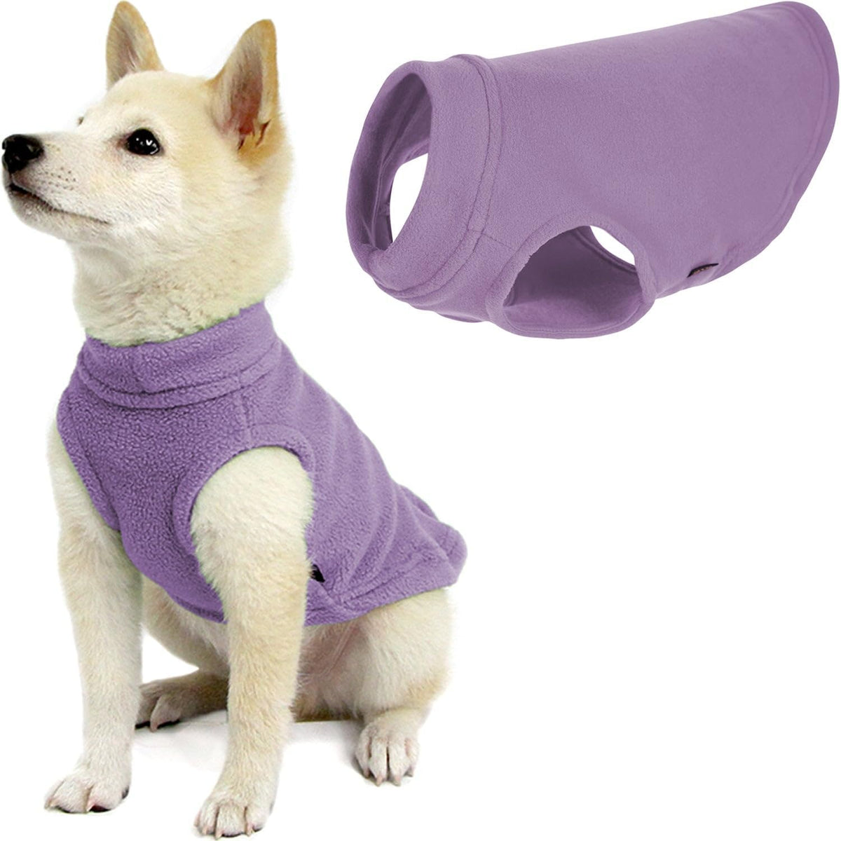 Gooby Stretch Fleece Vest Dog Sweater - X-Small Length (7") / Lavender