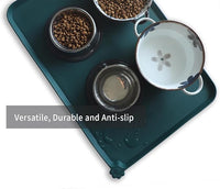 Hoki Found Large Silicone Pet Food Mats - Non Slip Dog Cat Bowl Placemats - Waterproof Dog Cat Food Mats - Dark Cedar