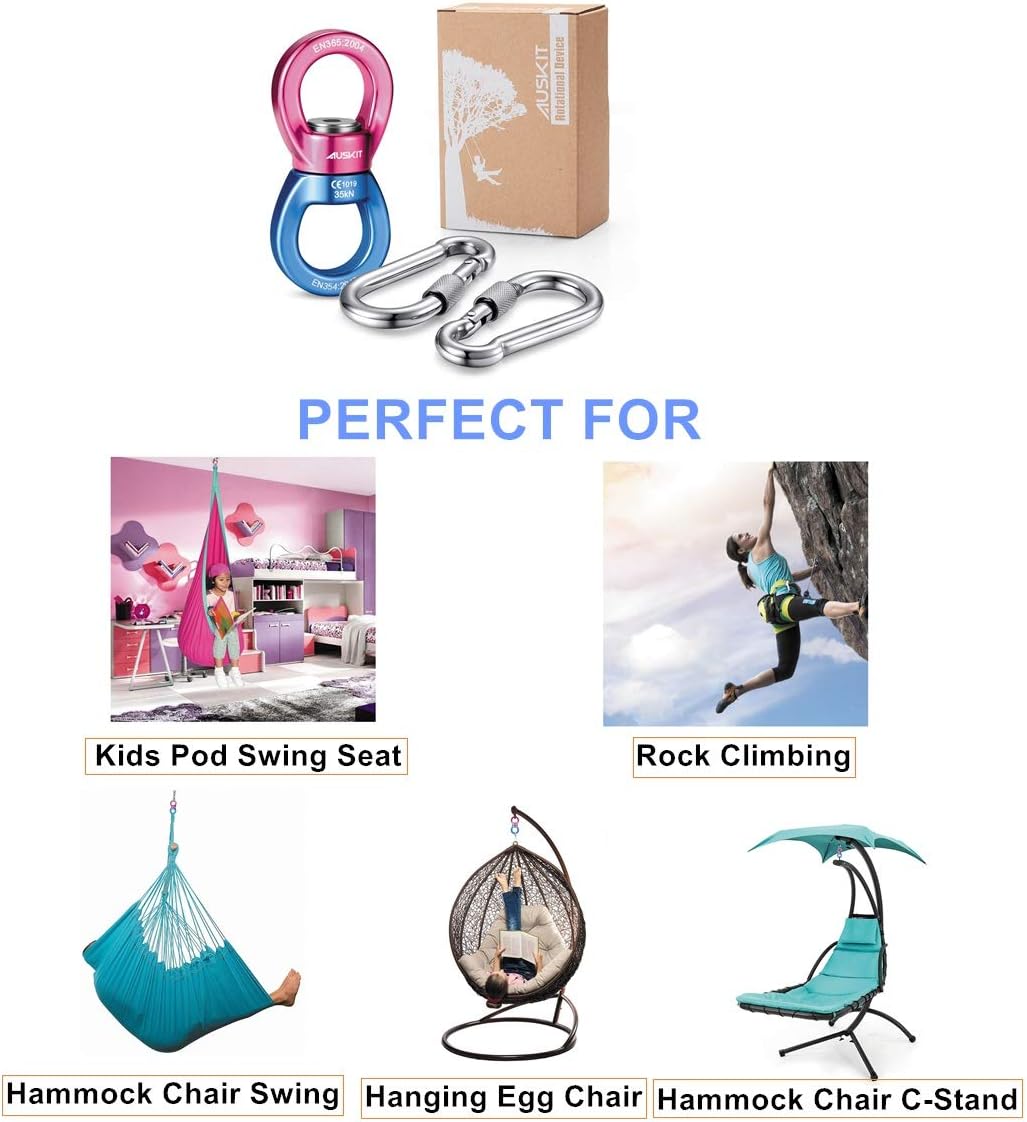 Black Swing Swivel, 30 KN Safest Rotational Device Hanging Accessory – Fun for Kids & Family - 35 KN / Red - image 2