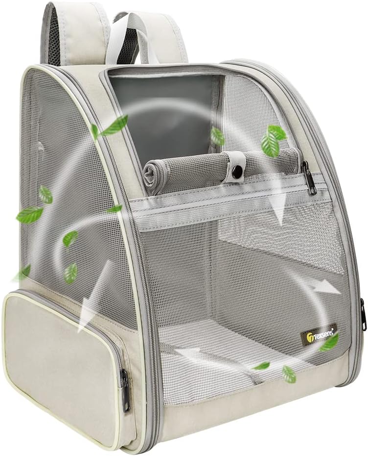 Texsens Innovative Traveler Bubble Backpack Pet Carriers for Cats - Creamy White