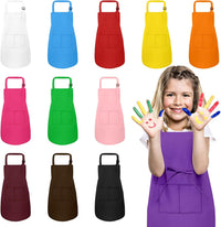 IAGBIBUI 12 pack of black kids aprons with two front pockets