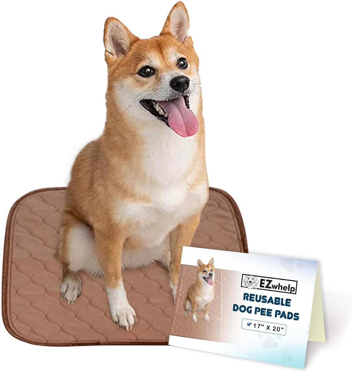 Washable Dog Training Pads, Reusable Waterproof Whelping - 17x20 Inch (Pack of 1, Rounded Corners)