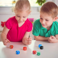 TOSAIHOEA 25 piece six sided spot dice set in blue, green, red, white and black with velvet bags - view 4
