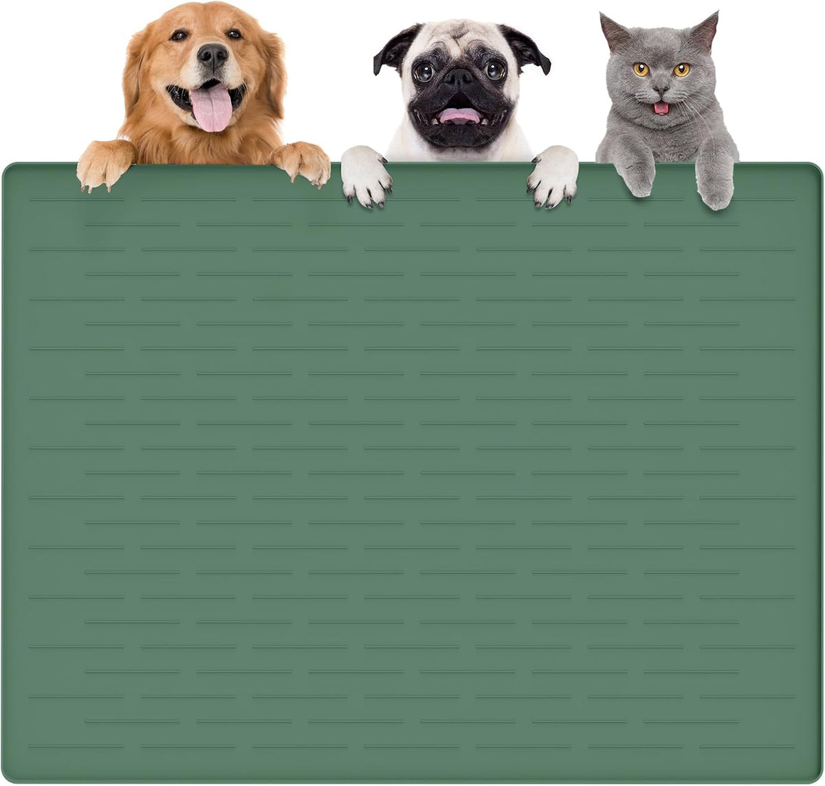 51.2"x25.6" Largest Dog Food Mat - Deep Green / 39.5"L x 29.5"W