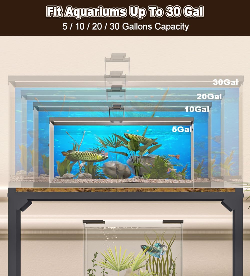 20-30 Gallon Aquarium Stand with 3-Tier Adjustable Storage Shelf – Essentials for Fish - 30 Gal Black - image 4