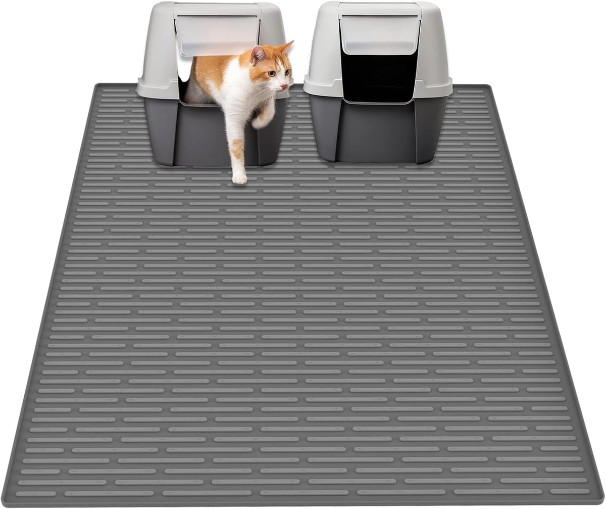 Ultibe 40"x30" Extra Large Silicone Cat Litter Mat - Dark Gray / 40"L x 30"W