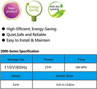 FREESEA Aquarium pump for water change: 660 GPH Drain 40 gal Fast - 25W/330GPH - image 4