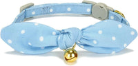 Cotton Bowtie Cat Collar with Bell 2 Pack Adjustable Breakaway Kitten - Polka Dot + Plaid / 7.5-11.4 Inch (Pack of 2) - image 3