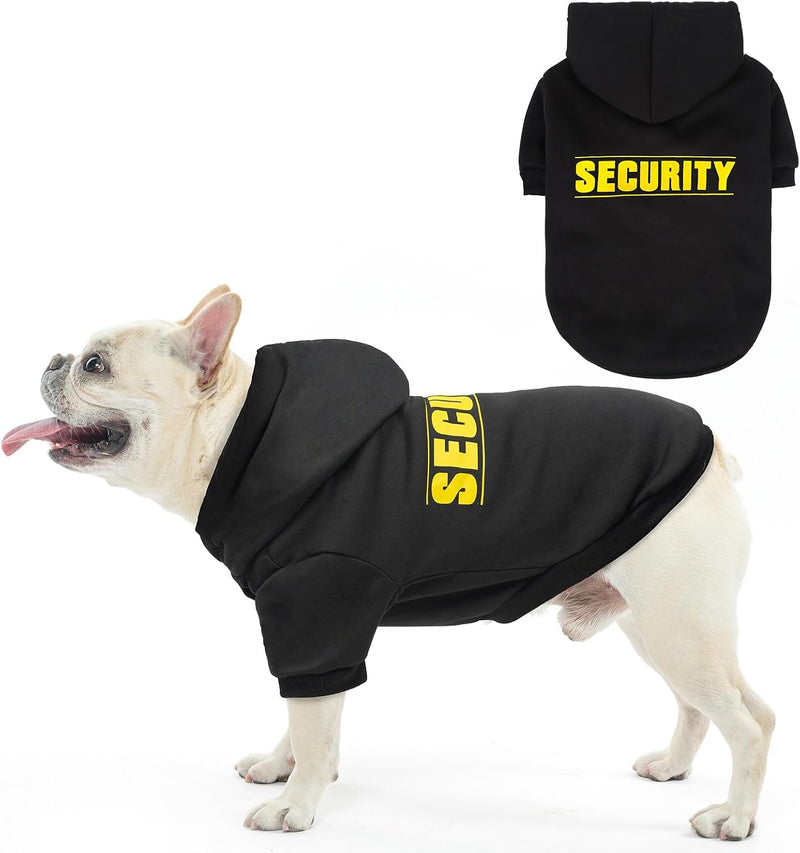 Security Dog Hoodie for Small Medium Large Dogs Boys Girls – Essentials for Dogs - #1 Black (Yellow SECURITY Printed) / Medium