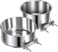 2 Pcs Stainless Steel Small Dog Crate Food Water Bowl - M (45 & 41 OZ) / Silver