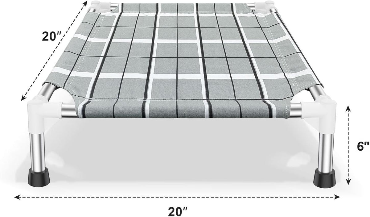Elevated Dog Bed, Raised Cooling Lifted Dog Cot for Indoor & Outdoor – Essentials for Dogs - Grey / S:20'' x 20'' x 6'' - image 4