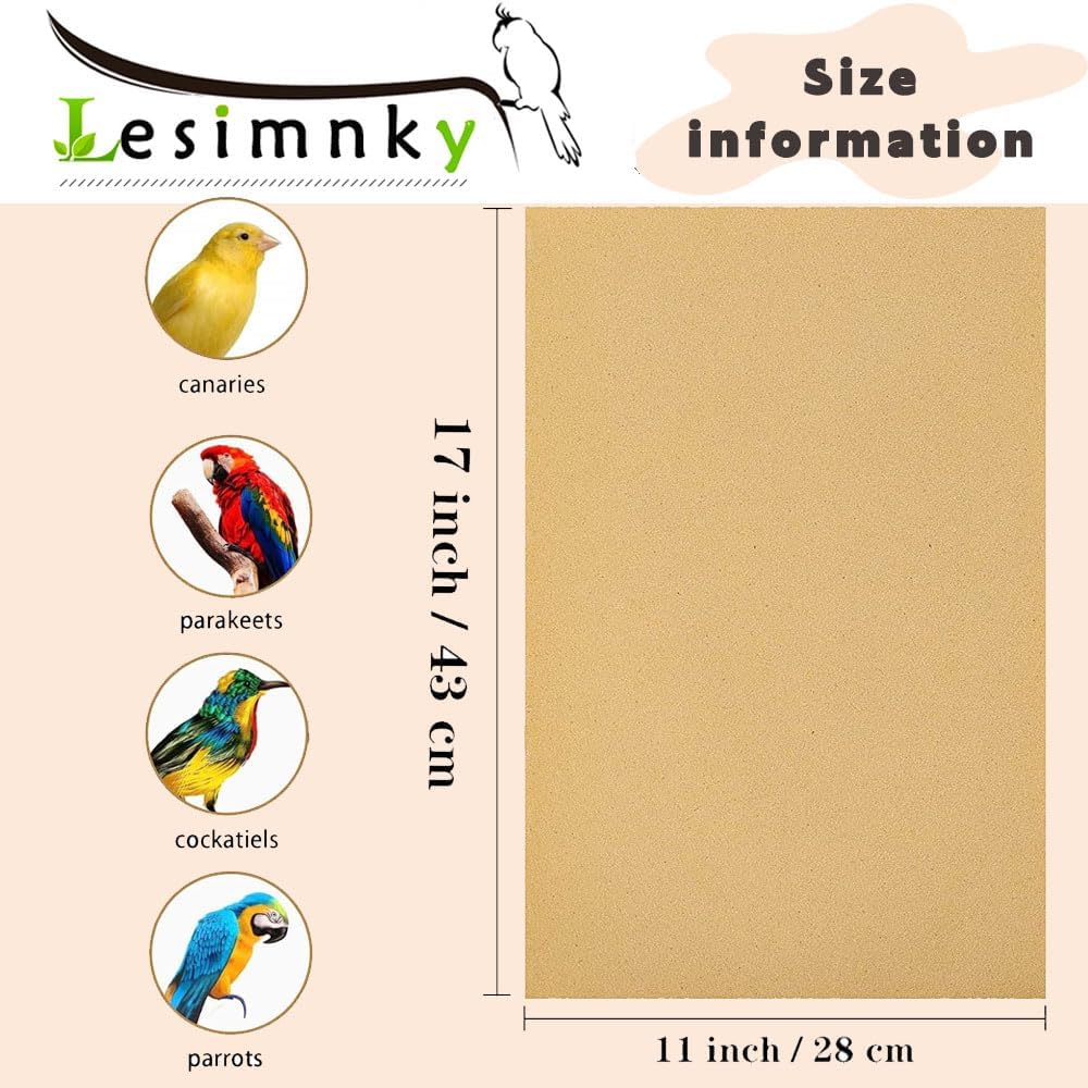 Bird Cage Liner 50-Pack 17” x 11” Gravel Paper Cuttable Pet Sandpaper - image 2