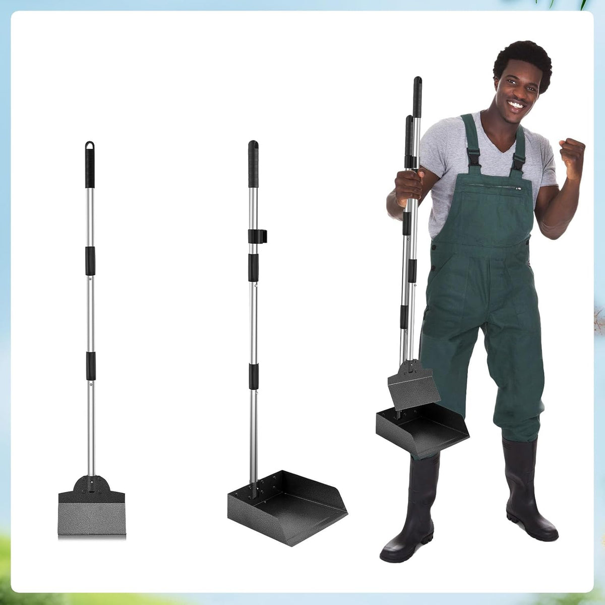 Dog Pooper Scooper, Metal Tray & Spade Set, Tray & Spade - Large - image 2