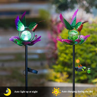 sunnylight solar wind spinner with purple petals and cracked glass ball - view 12
