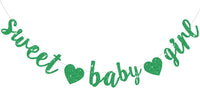 BEISHIDA Pre-Strung Glitter Champagne Girl Baby Banner Baby Shower - Dark Green