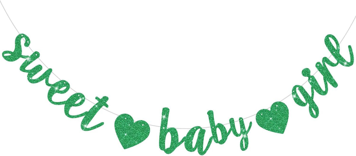 BEISHIDA Pre-Strung Glitter Champagne Girl Baby Banner Baby Shower - Dark Green