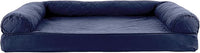 Furhaven Cooling Gel Dog Bed for Large Dogs w/ Removable Bolsters & Washable Cover, For Dogs Up to 95 lbs - Quilted Sofa - Navy (Blue), Jumbo/XL