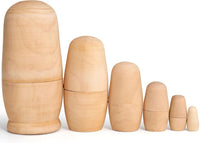 Koogel Blank Nesting Dolls, Wooden, 6 Set – Fun for Kids & Family