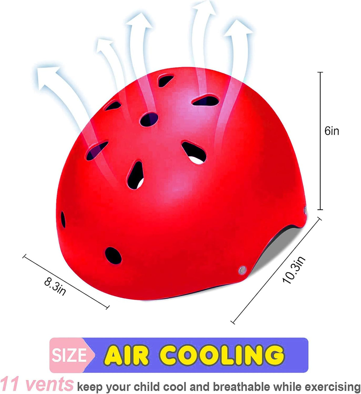 Adjustable Kids Helmet with Knee Pad, Elbow Pads & Wrist Guards - red / Medium( 8-14 years ) - image 2