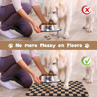 Dog Food Mats for Floors Waterproof - Plaid Brown / 24"L x 16"W - image 3