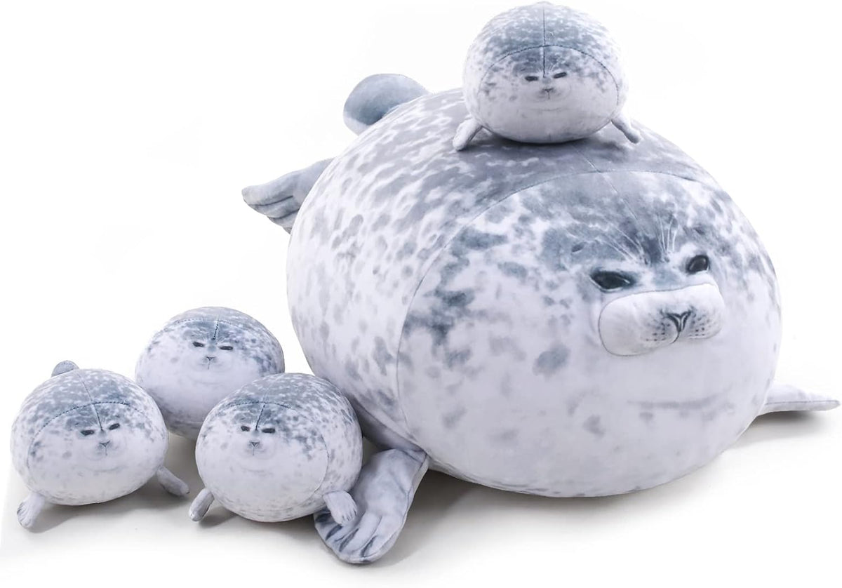 TOYSYM Seal Plush with 4 Babies - Gray