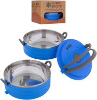Healthy Human Travel Pet Bento Bowls - 2-Bowl Set / Blue