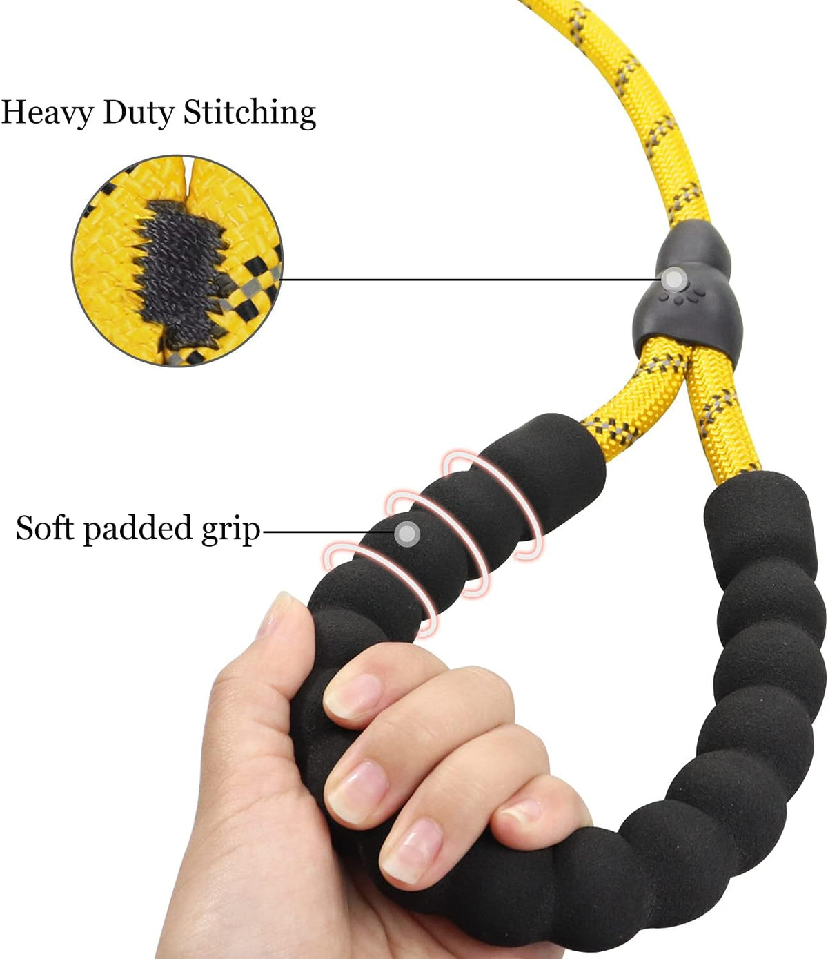 Slip Lead for Dogs, No Pull Training Leash, Padded Handle – Essentials for Dogs - L-1/2"x6'(110-250lbs) / Yellow - image 3