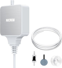 NICREW Nano Silent Aquarium Air Pump - up to 10 gallon / White