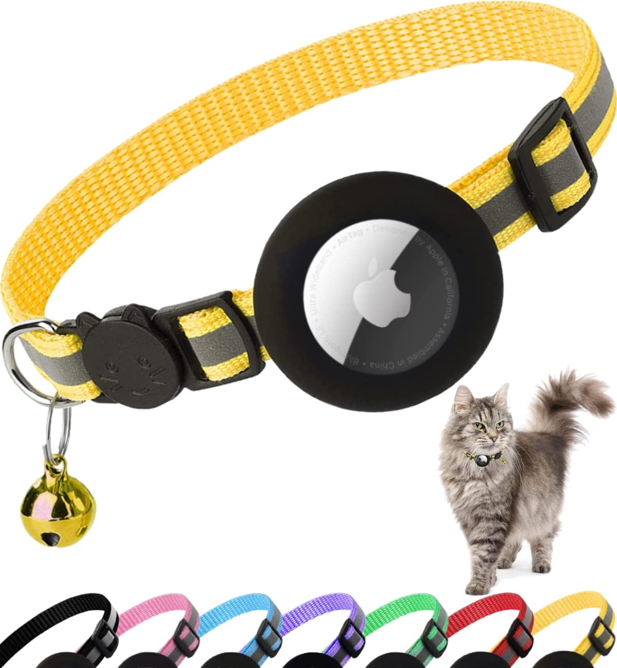 Airtag Cat Collar Breakaway - Yellow
