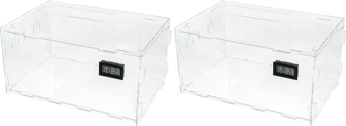 Large Acrylic Reptile Terrarium Breeding Tank 15.3"x9.7"x7.6" – Essentials for Reptiles And Amphibians - Large (Pack of 2)
