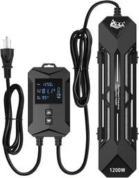 AQQA Aquarium Heater,64-95°F Fast Heating Double Quartz Glass Tube Fish Tank Heater,High-definition LCD Controller Displays Real-time Power,Anti-dry and Over-temperature Protection (1200W 210-330 Gal)