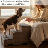 beeNbkks Wooden Dog Stairs and Sturdy Pet Steps for High Beds - Large, 3-Tier - image 3