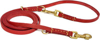 Multi Function 8ft Leather Dog Leash - Red / 8ft*1/2inch