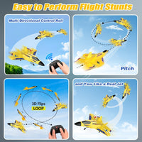 SU-27 RC Airplane,2.4GHz 2 Channel Remote Control Plane with Gyro Night Lights and 2 Batteries - Yellow 2 Batteries - image 4